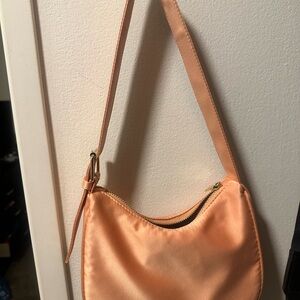 Satin Shoulder Bag in Peach